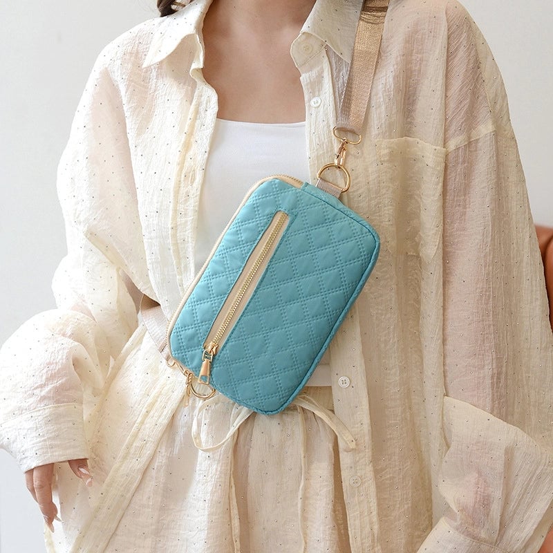 Women's Small Nylon Solid Color Basic Classic Style Square Zipper Fanny Pack