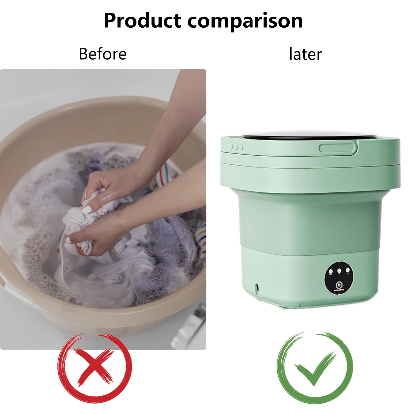 Portable Washing Machine -Portable Washer Washing Machine with Drain Basket for Travelling. Camping. Apartment. Dorm