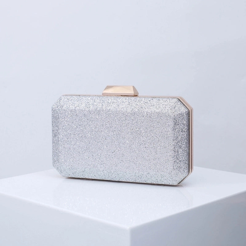 Purple Green Silver Pu Leather Solid Color Square Evening Bags