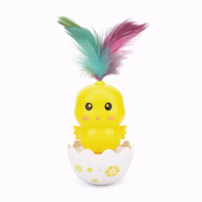Colorful Feather Cat Toy Weeble Wobble Toy For Cats Interactive Cat Scratch Small Ball For Kittens Fun Self Entertaining
