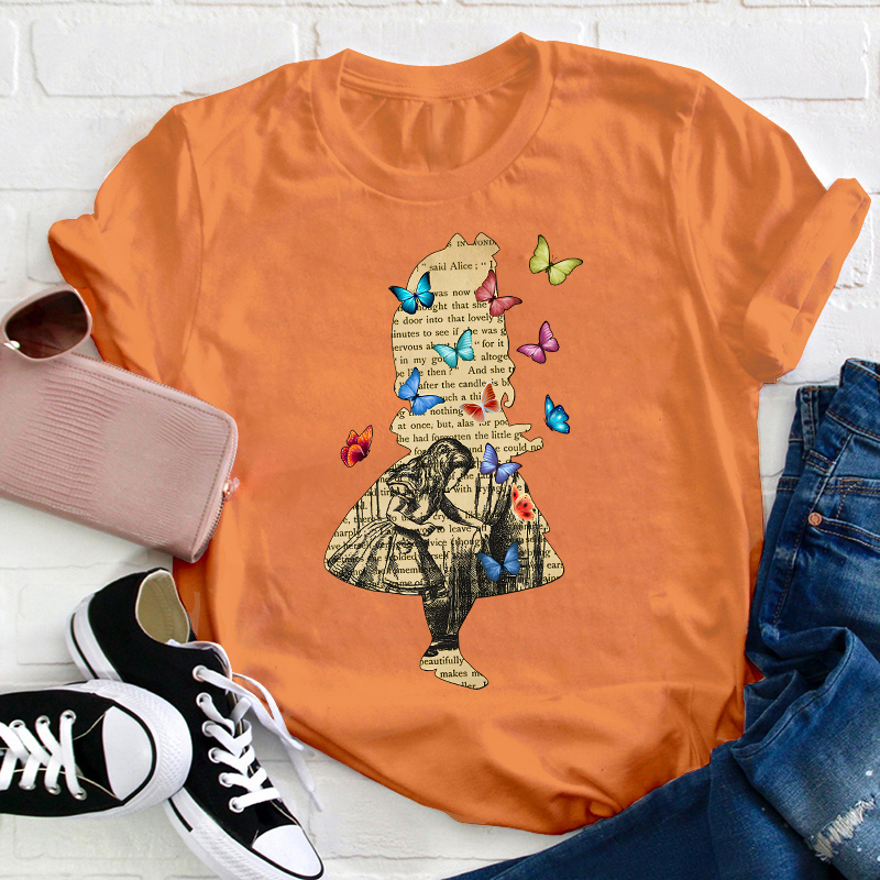 Vintage Wonderland Butterfly Teacher T-Shirt