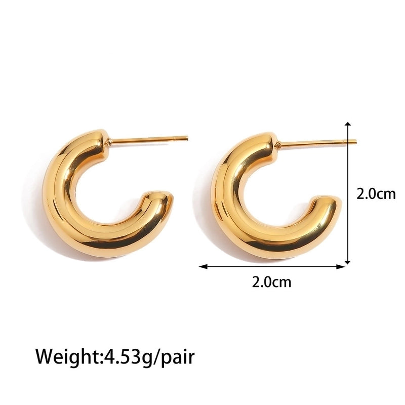 1 Pair Minimalist Classic Style C Shape U Shape The Answer Plating Stainless Steel Earrings