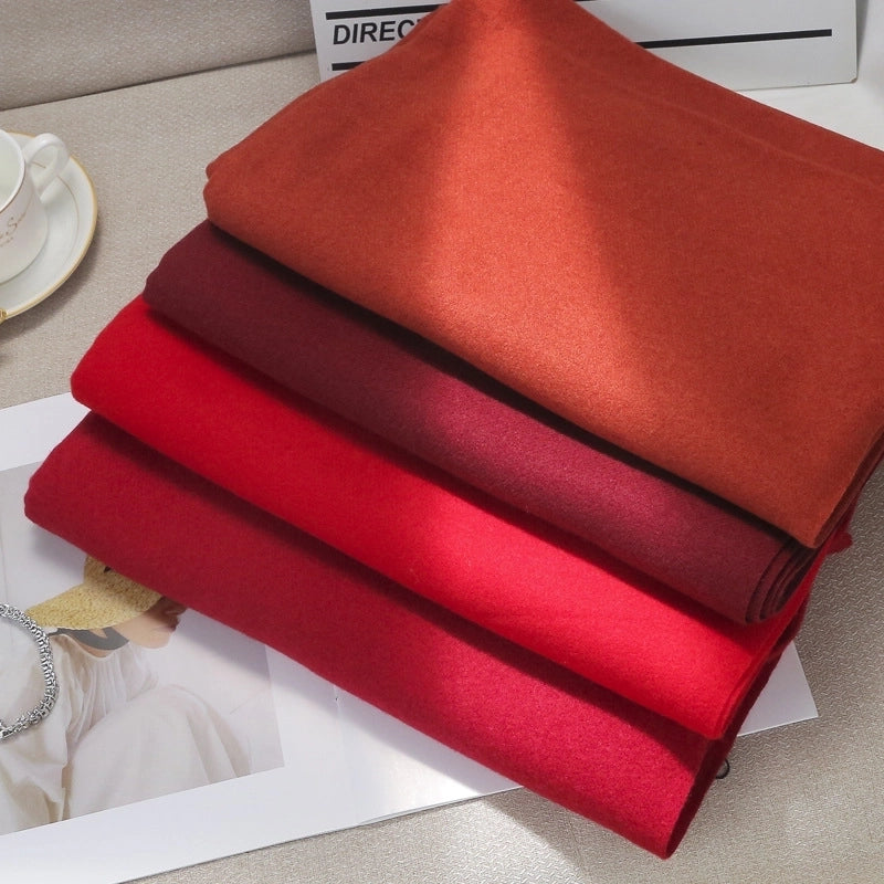Unisex Retro Preppy Style Solid Color Imitation Cashmere Tassel Scarf
