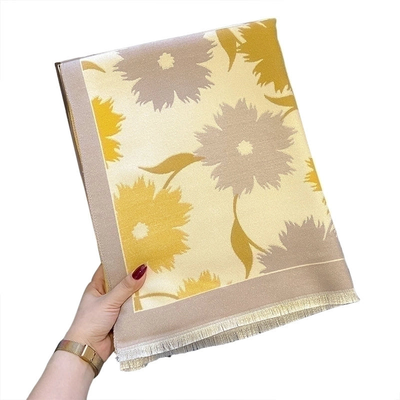 Women's Streetwear Flower Imitation Cashmere Tassel Scarf