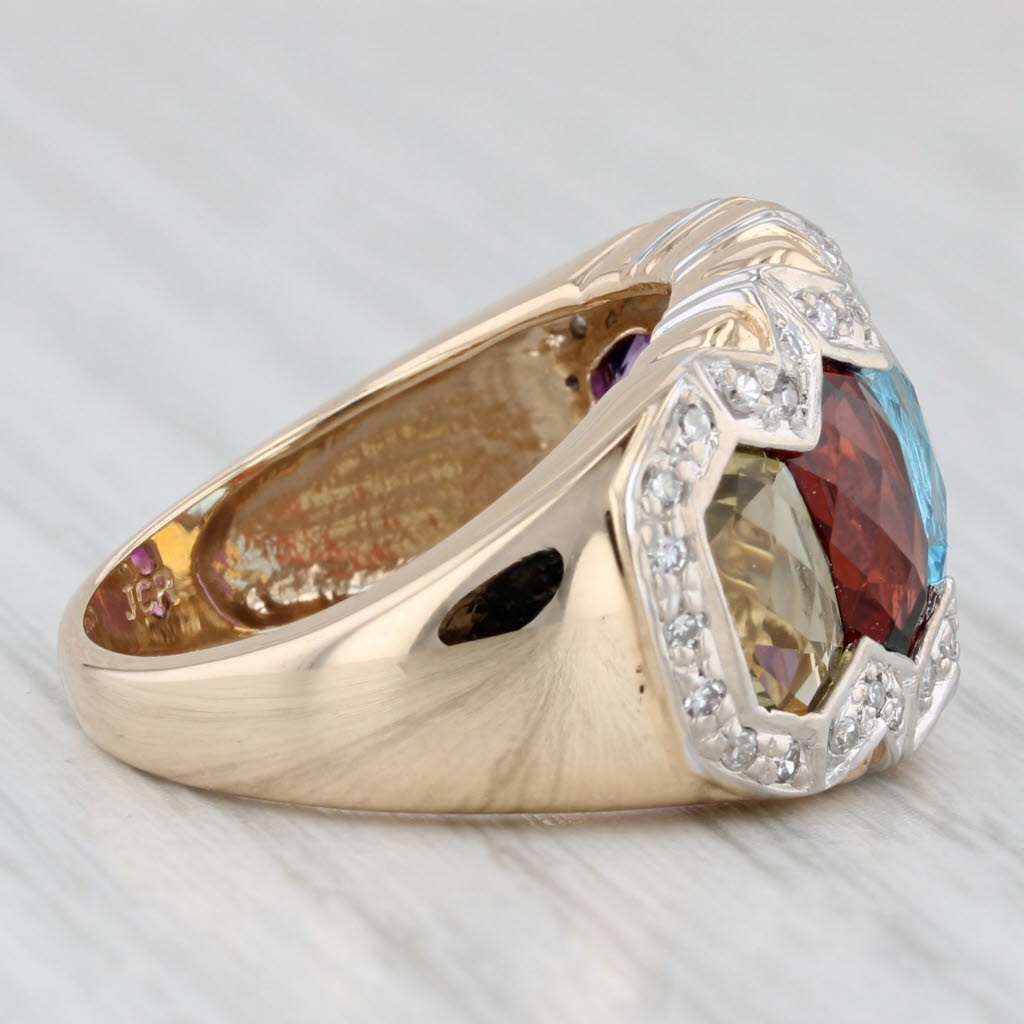 5.25ctw Gemstone Diamond Ring 14k Gold Size 7 Amethyst Topaz Garnet Quartz