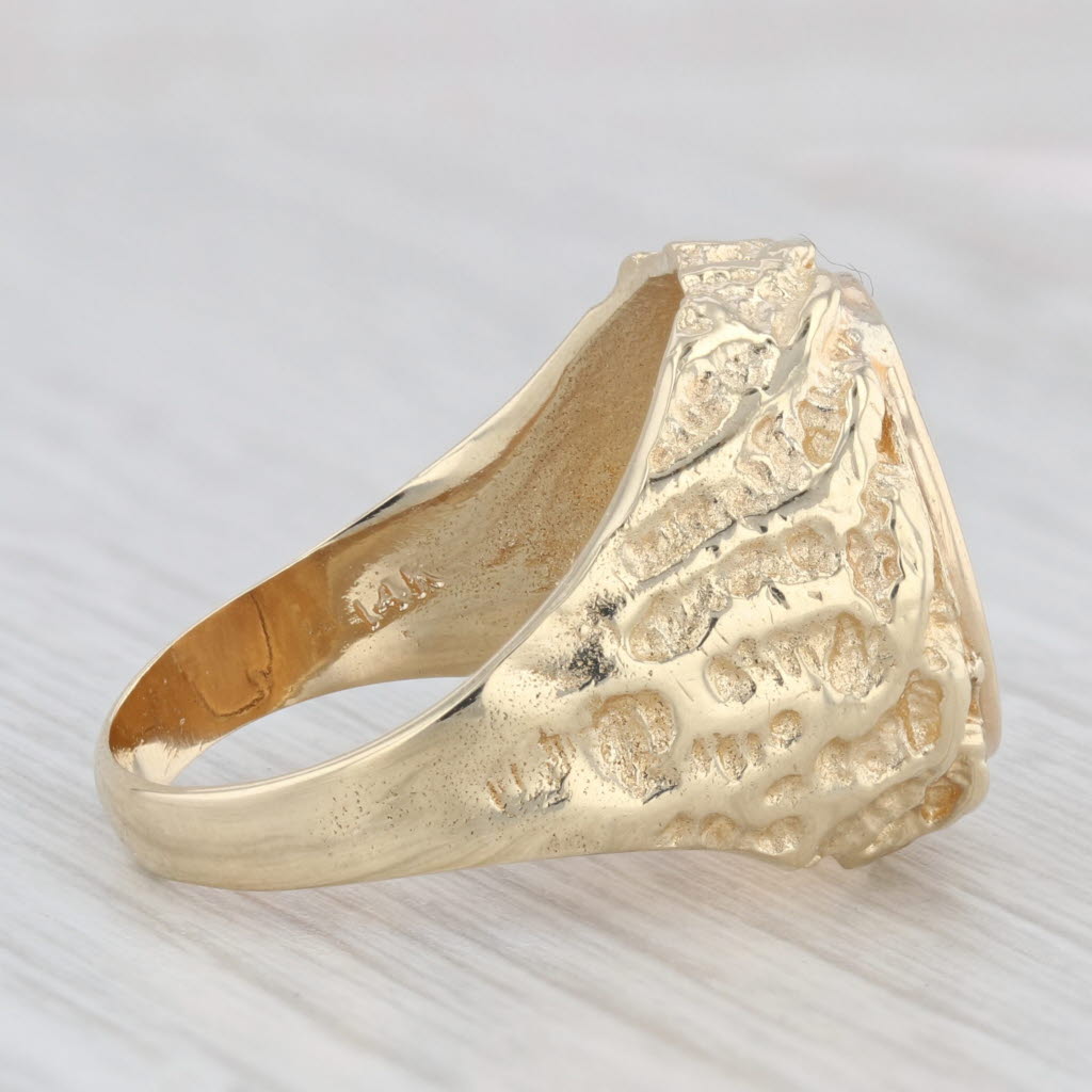 1945 Dos Pesos Coin Ring 14k 900 Yellow Gold Nugget Size 7.5 Mexico
