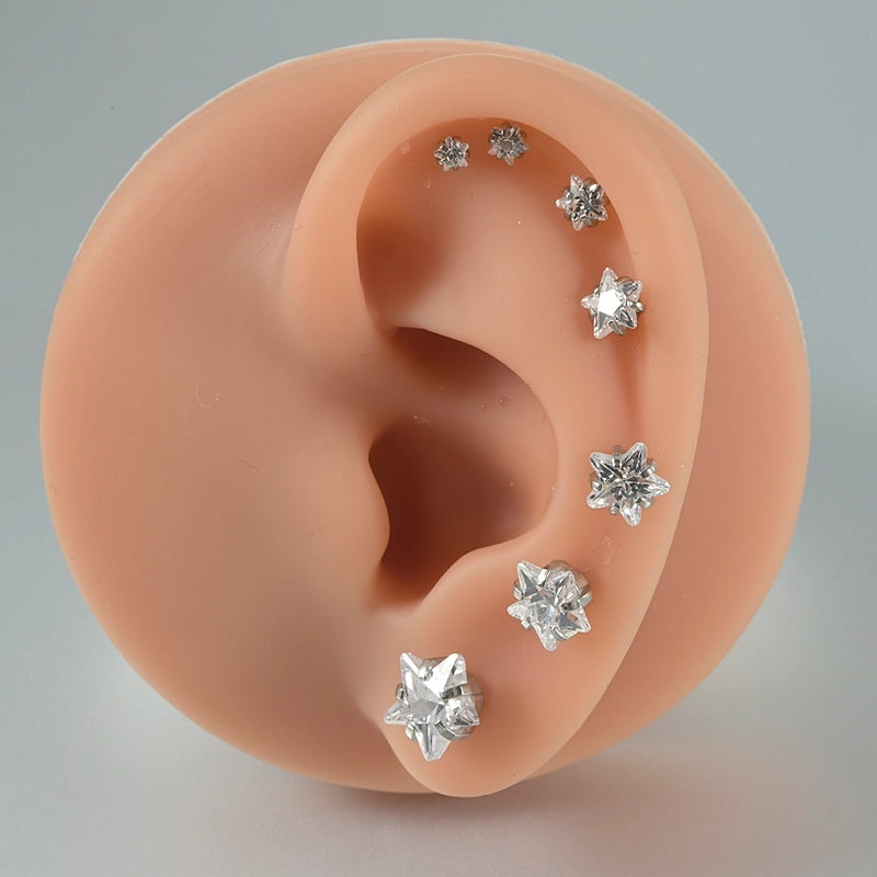 1 Piece Ear Cartilage Rings & Studs Casual Elegant Vacation Star 304 Stainless Steel Inlay Zircon 18K Gold Plated Lip Rings Ear Cartilage Rings & Studs