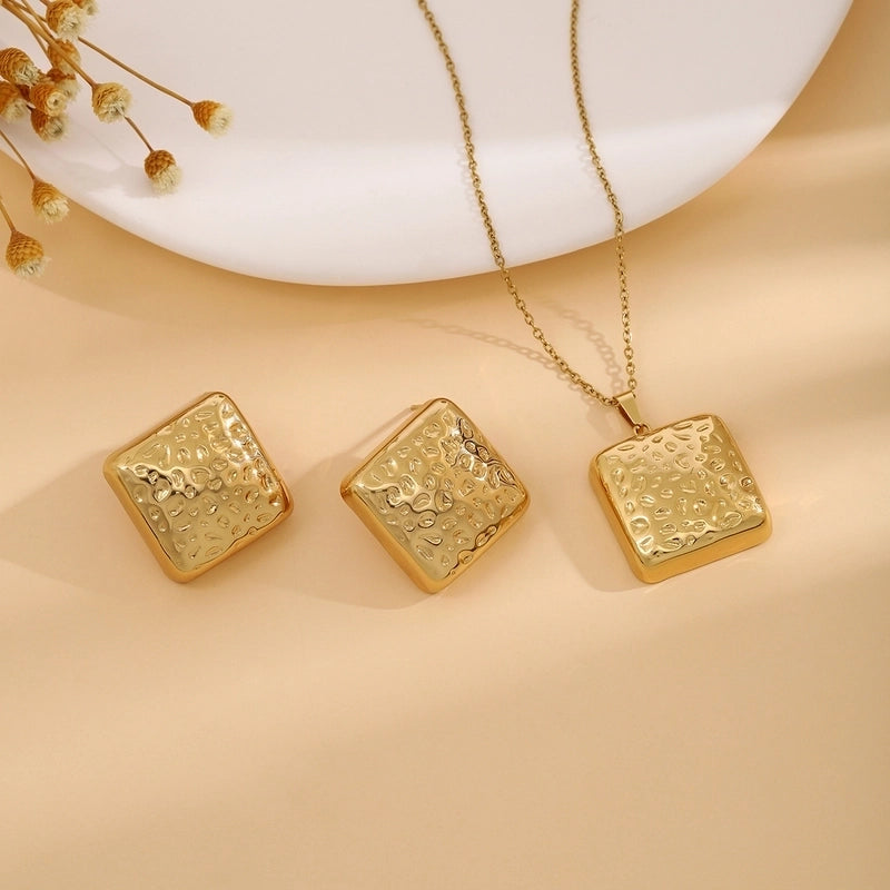 Elegant Retro Geometric Heart Shape Flower Stainless Steel Plating Jewelry Set