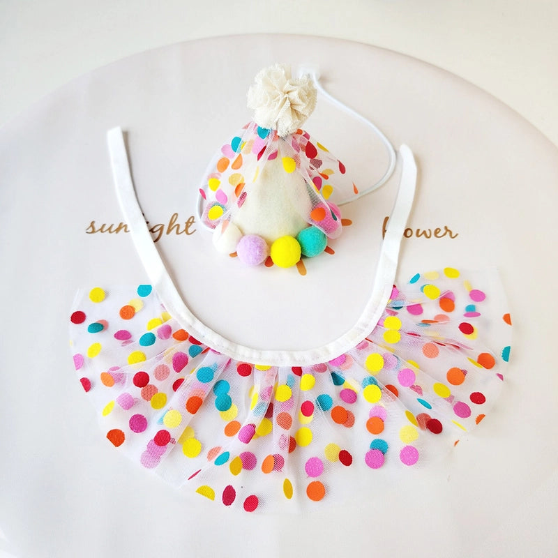 Minimalist Nonwoven Round Dots Pet Saliva Towel Pet Hat