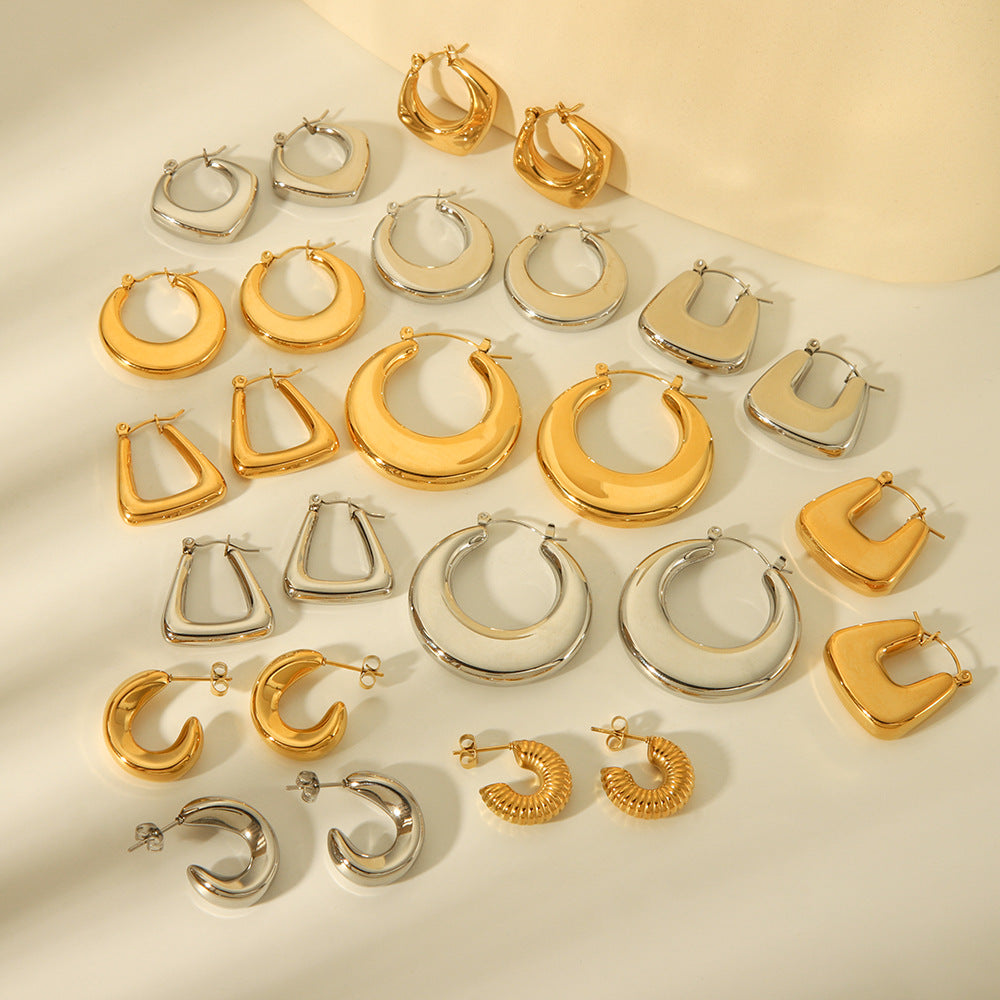 IG Style Geometric Stainless Steel Electroplating Earrings