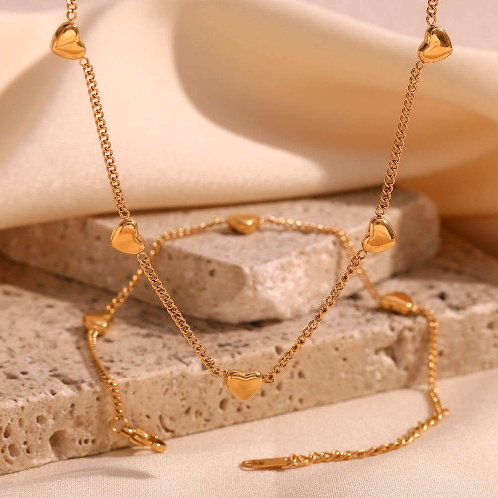 Fashion Heart Stainless Steel 18K Gold Plated Necklaces