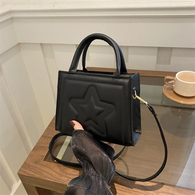 Women's Pu Leather Star Solid Color Streetwear Square Zipper Shoulder Bag Crossbody Bag