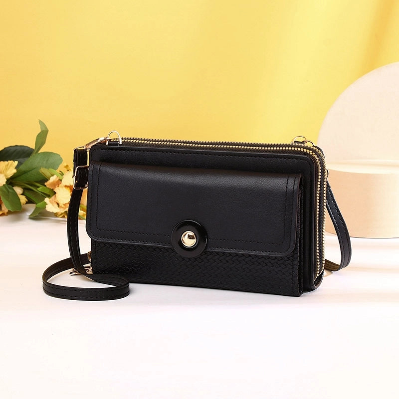 Women's Pu Leather Solid Color Basic Zipper Phone Wallets
