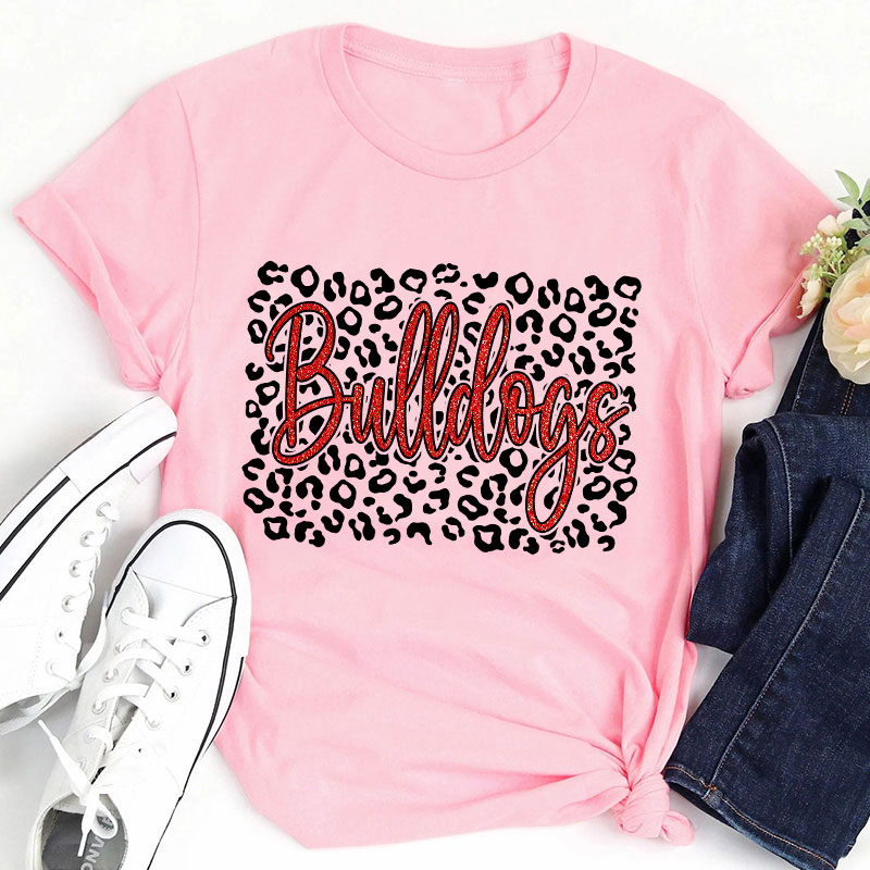 Personalized Leopard Team Spirit Teacher T-Shirt