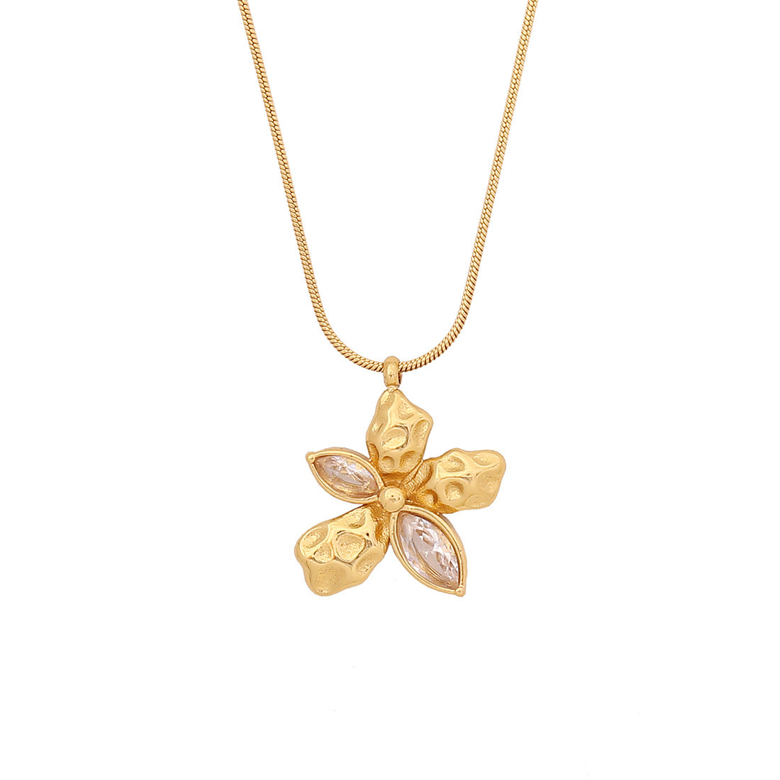 White Diamond Geometric Irregular Pendant Butterfly Stainless Steel Necklace N1467