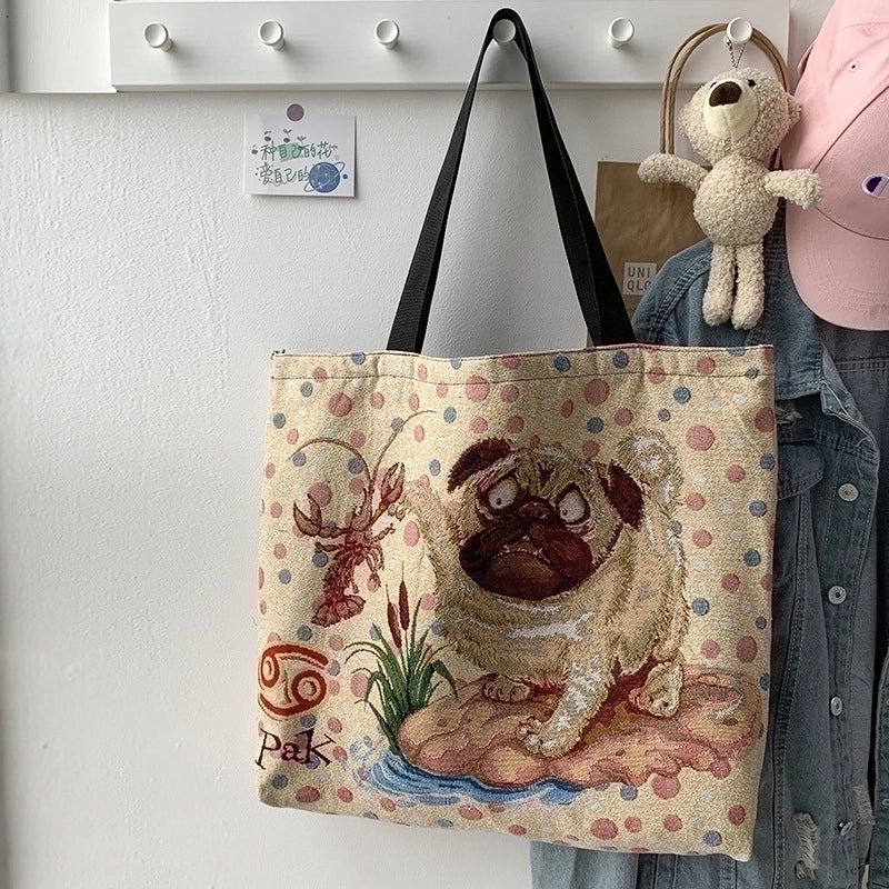 Women's Classic Style Cartoon Canvas Shopping Bags