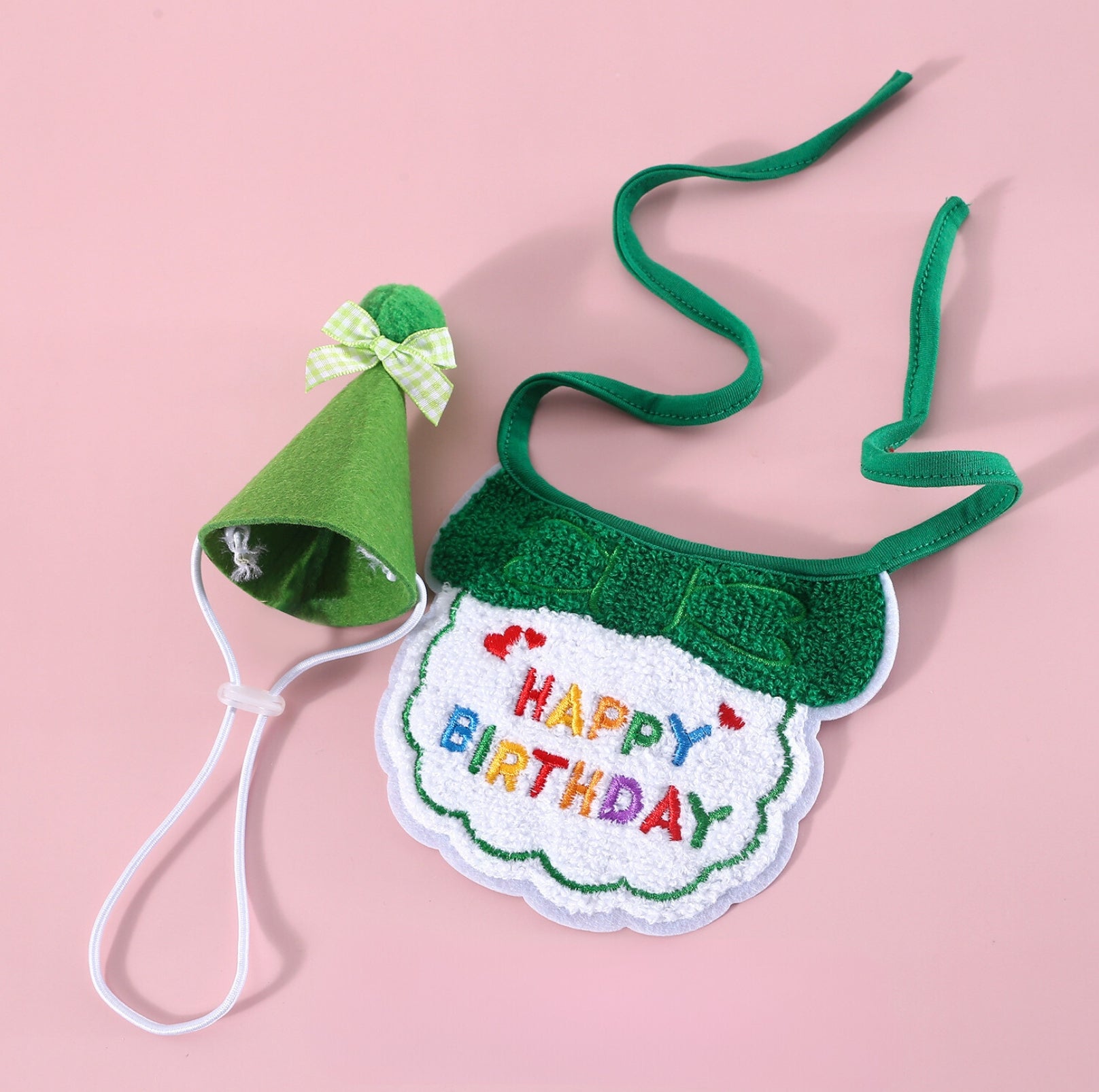 Pet Birthday Ensemble - Embroidered Hat & Bib Accessory Pack