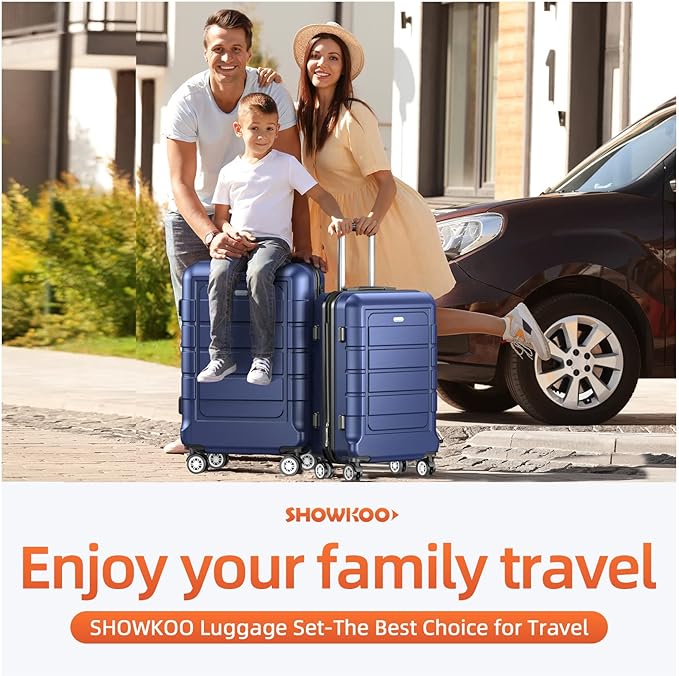 SHOWKOO Luggage PC+ABS Durable Expandable Hard Luggage with Dual Spinner Wheels TSA Lock