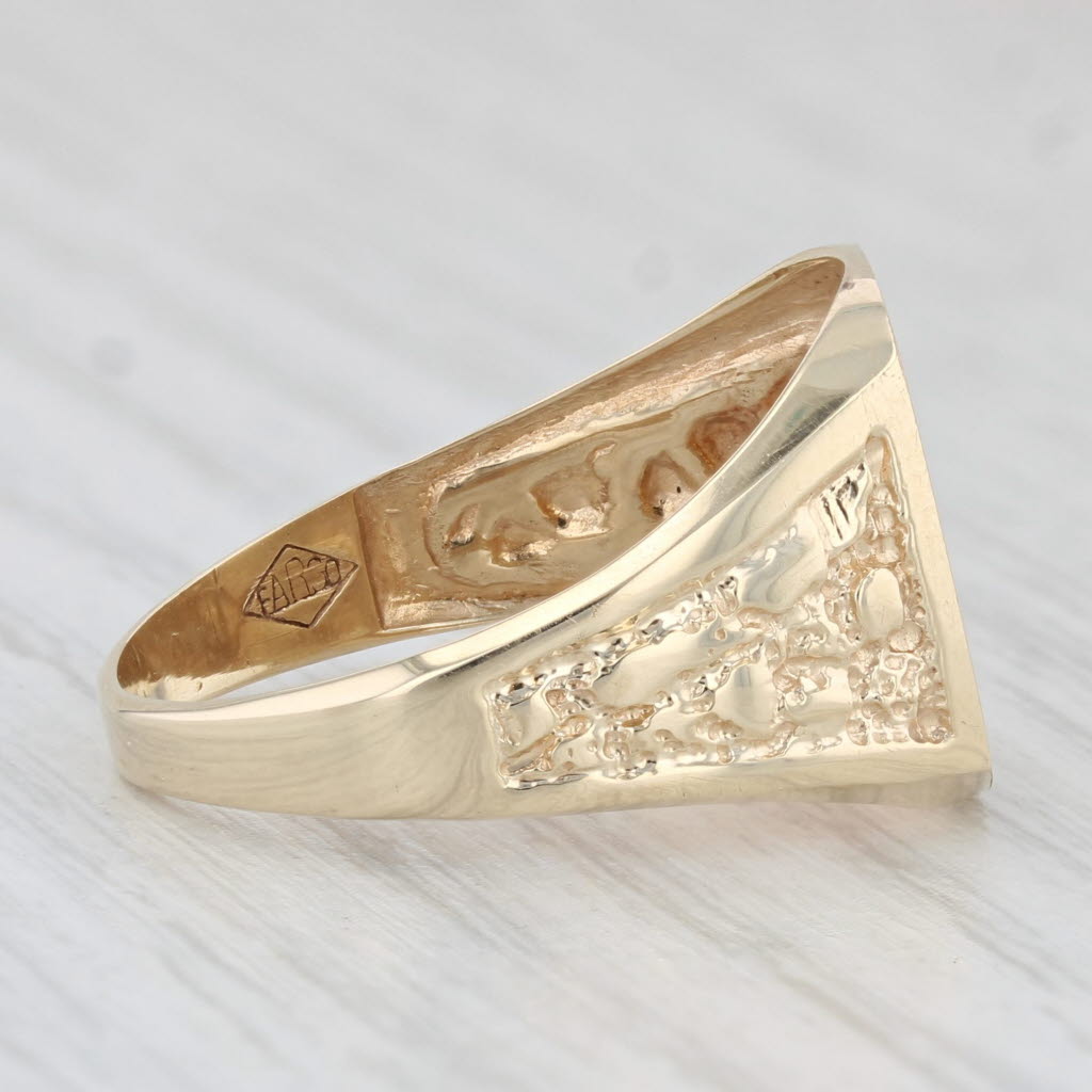 Engravable Signet Ring 10k Yellow Gold Nugget Band Size 10 Men's