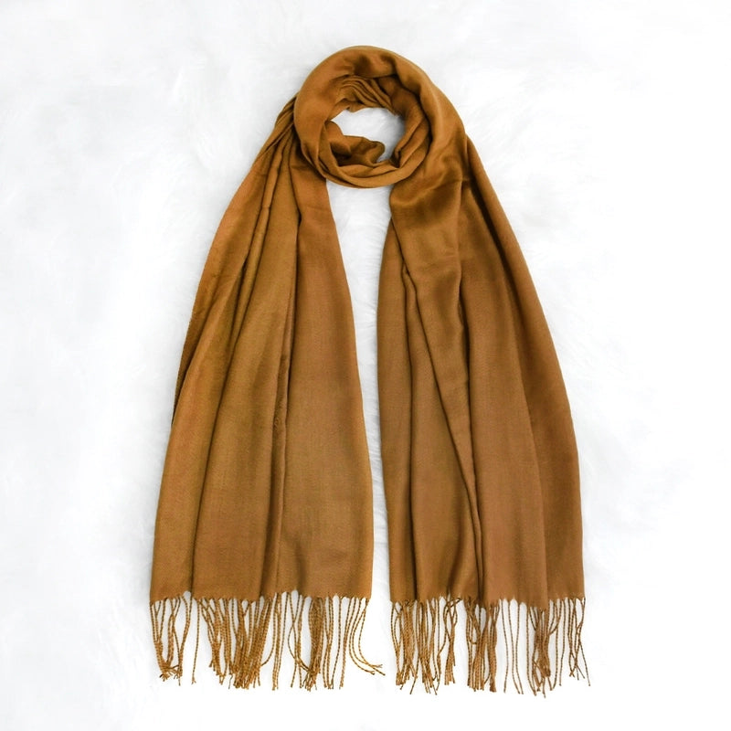 Autumn And Winter Solid Color Cashmere Scarf Women's Red Annual Meeting Printed LOGO Embroidery 200g Warm Shawl Scarf