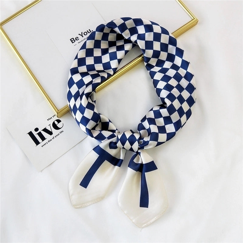 Clashing Color Floral Pringting Silk Square Scarf