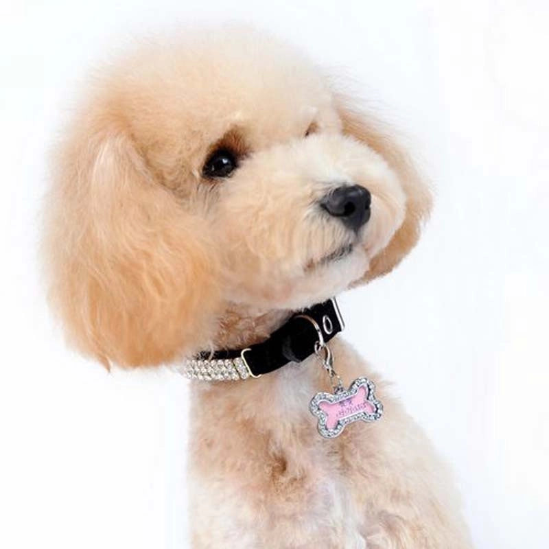 Cute Bone Love Heart Round Card Anti-lost Information Board Handwriting Pet Collar Decoration