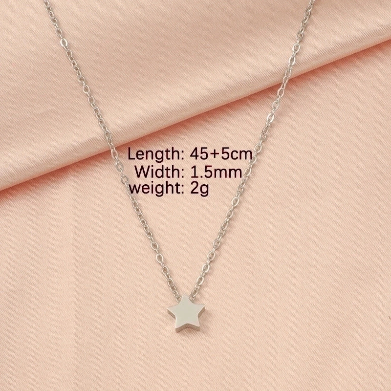 Stainless Steel 18K Gold Plated Lady Minimalist Star Moon Heart Shape None Pendant Necklace