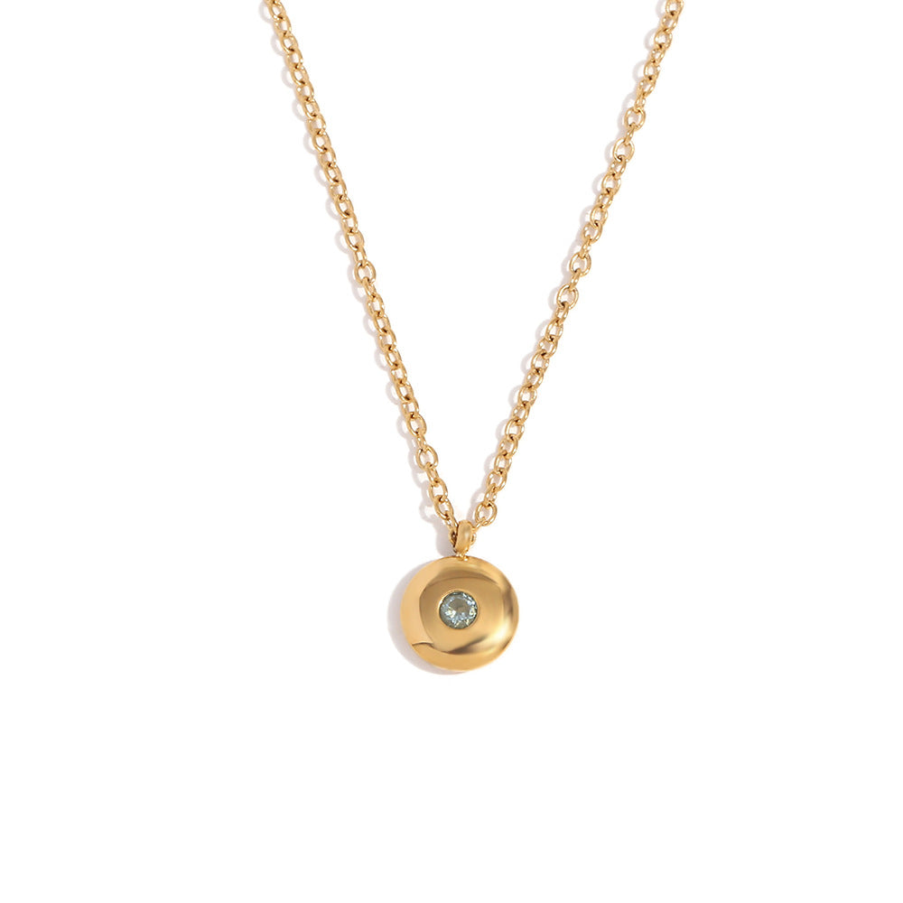 Fashion Round Geometric Stainless Steel 18K Gold Plated Necklaces