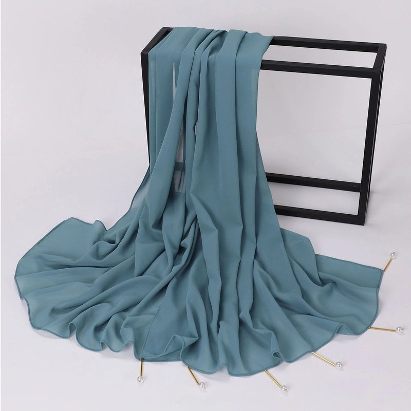 Women's Casual Elegant Sweet Solid Color Chiffon Hijab