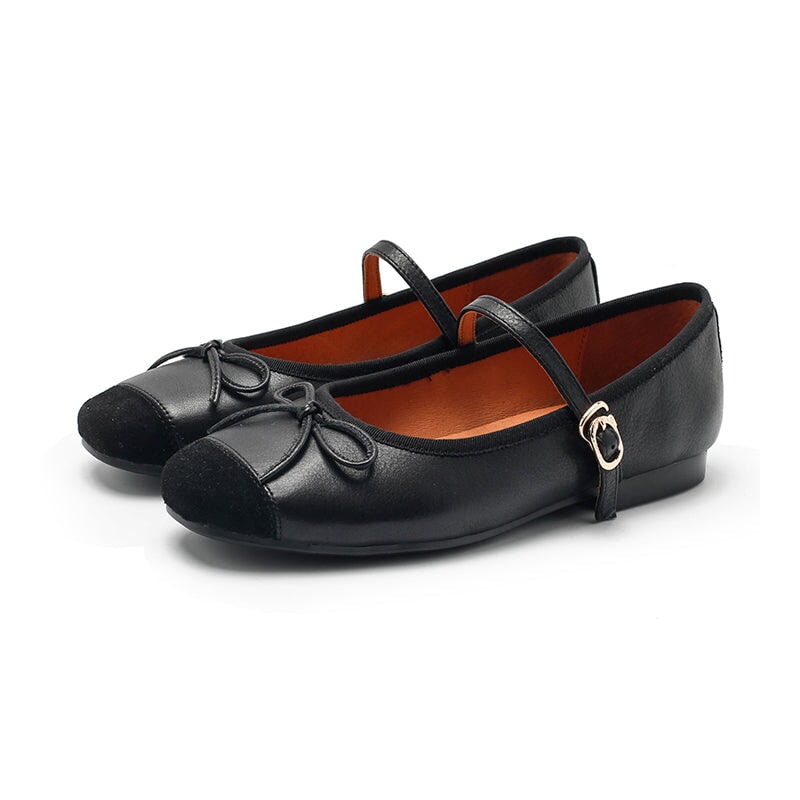 Handmade Sheepskin Women's Michaela Mary Jane Flats in Khaki/Green/Apricot/Black