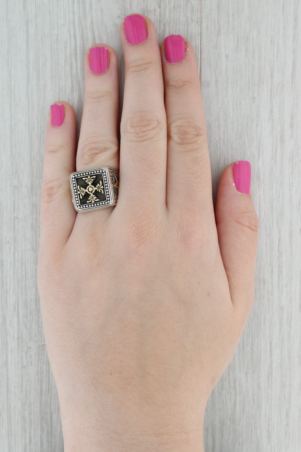 Konstantino Cross Ring Sterling Silver Bronze Size 10 Men's Signet