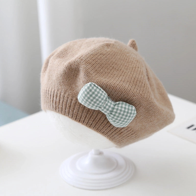 Children's Beret Baby Girl's Hat Autumn And Winter Korean Style Western Style Baby Girl's Knitted Wool Painter's Hat Trendy