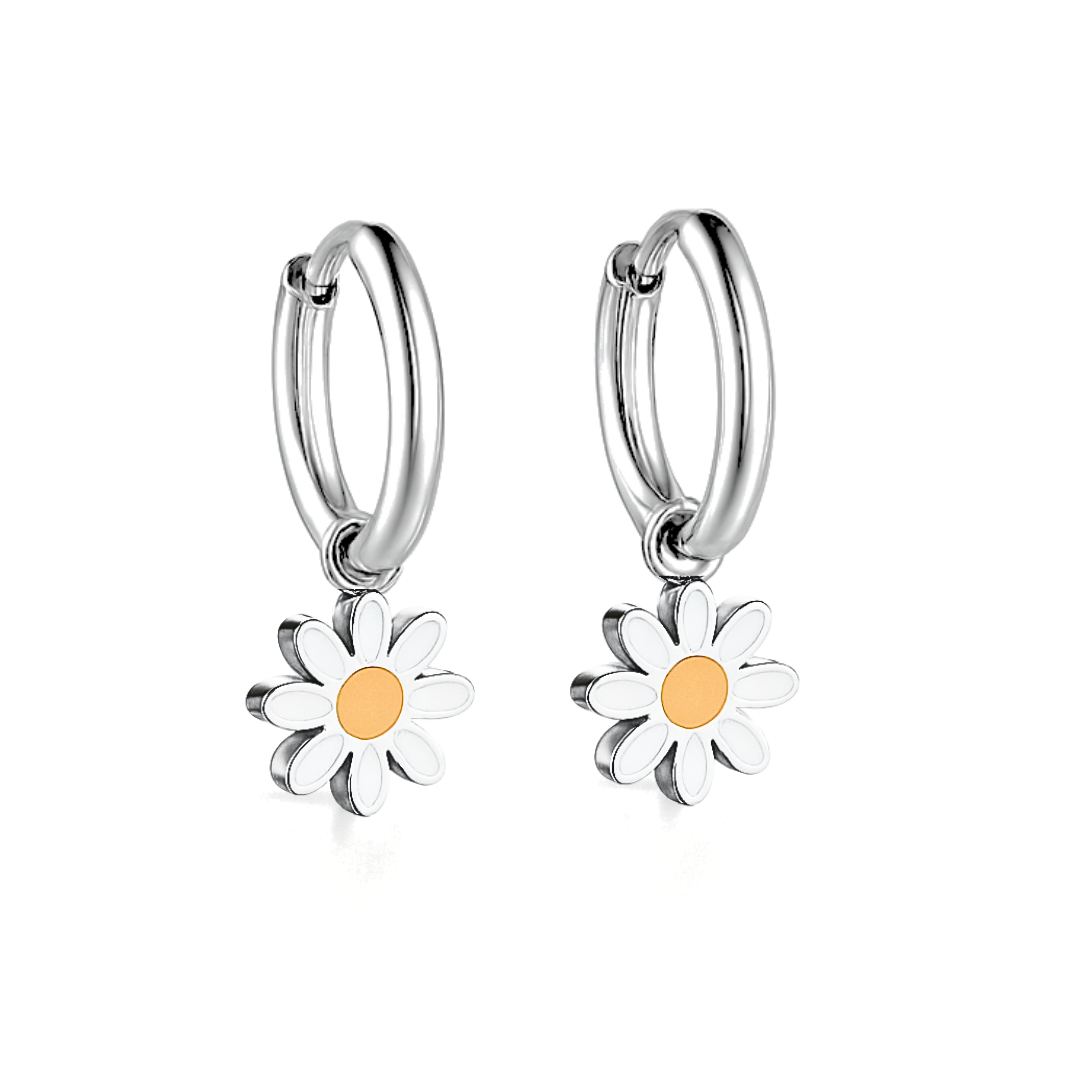 Daisy charm hoops - Silver