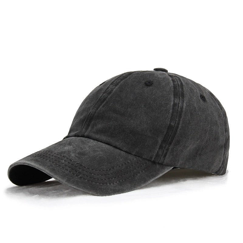 Hat Men's Summer Washed Denim Baseball Cap Old Vintage Solid Color Light Plate Cap Soft Top Curved Eave Sunhat