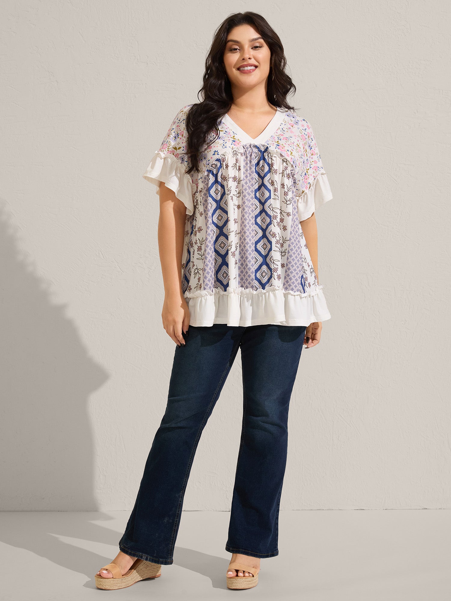 Floral Collage Print Knit Top