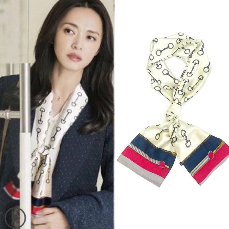 Women's Elegant Minimalist Geometric Chiffon Printing Silk Scarf