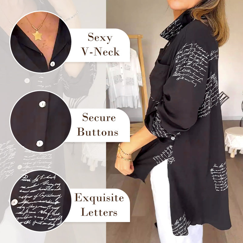 🎁Hot Sale 49%OFF💖Letter Print Fashion Lapel Shirt