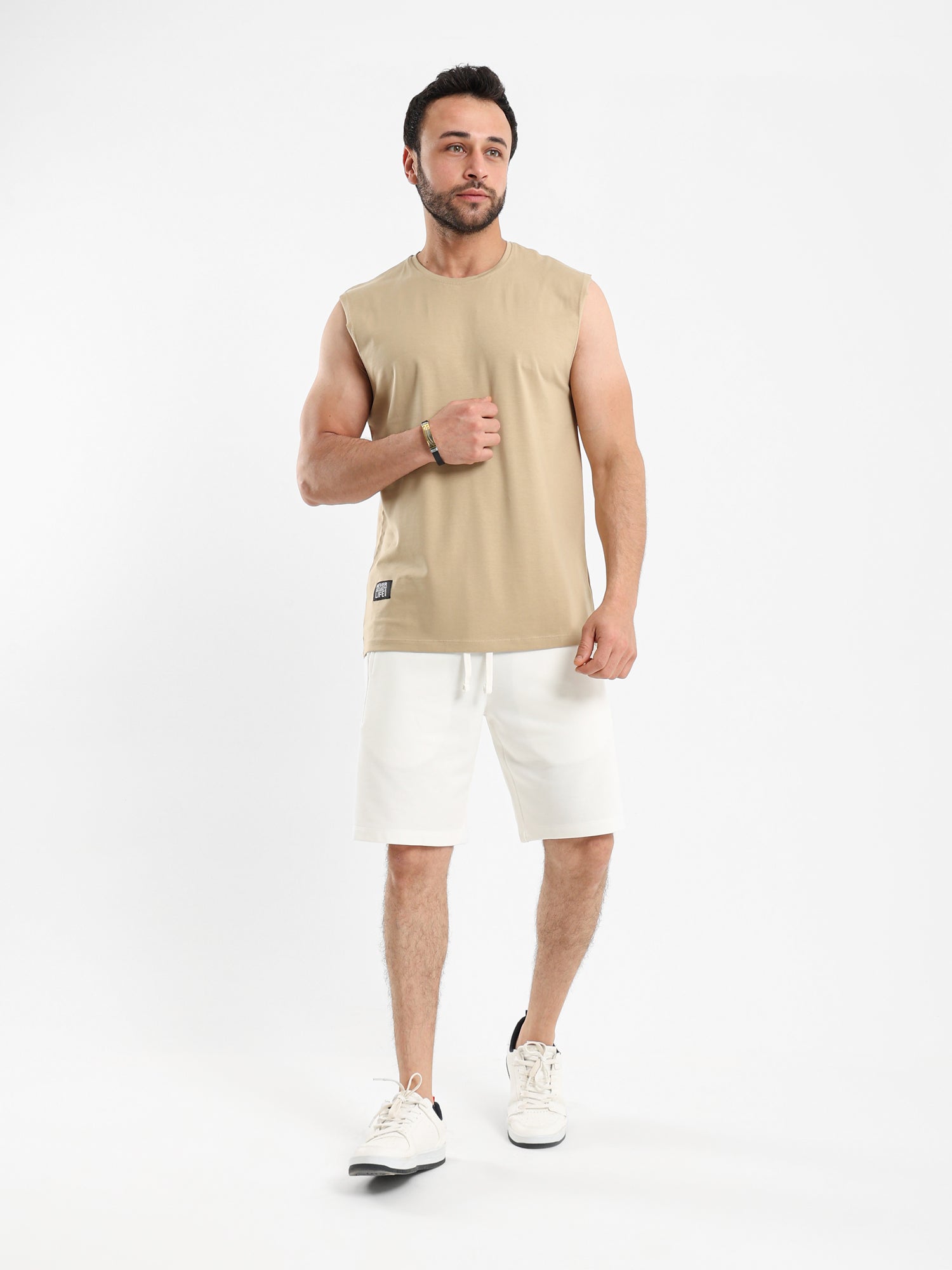 Sleeveless T Shirt with Woven Badge