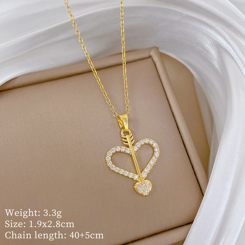 Copper Micro-Inlaid Cross Fashionable And Gorgeous Full Diamond Necklace For Women All-Match Clavicle Chain Titanium Steel