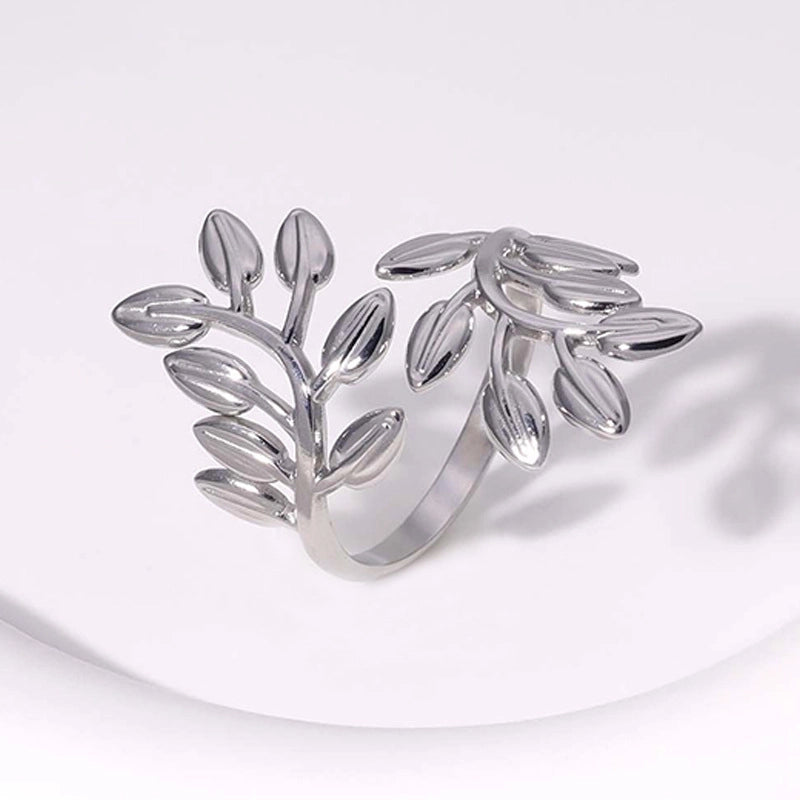 304 Stainless Steel 18K Gold Plated Elegant Retro Plating Geometric Leaf Heart Shape Open Rings