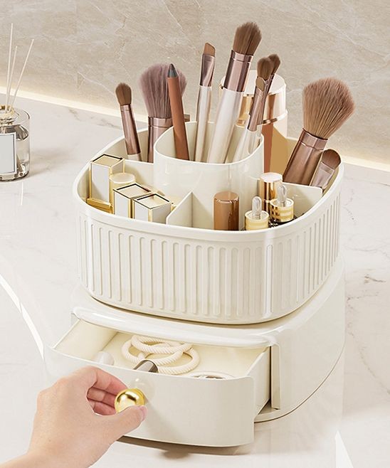 LUXOR ROTATING MAKEUP BRUSH ORGANIZER WITH DRAWER