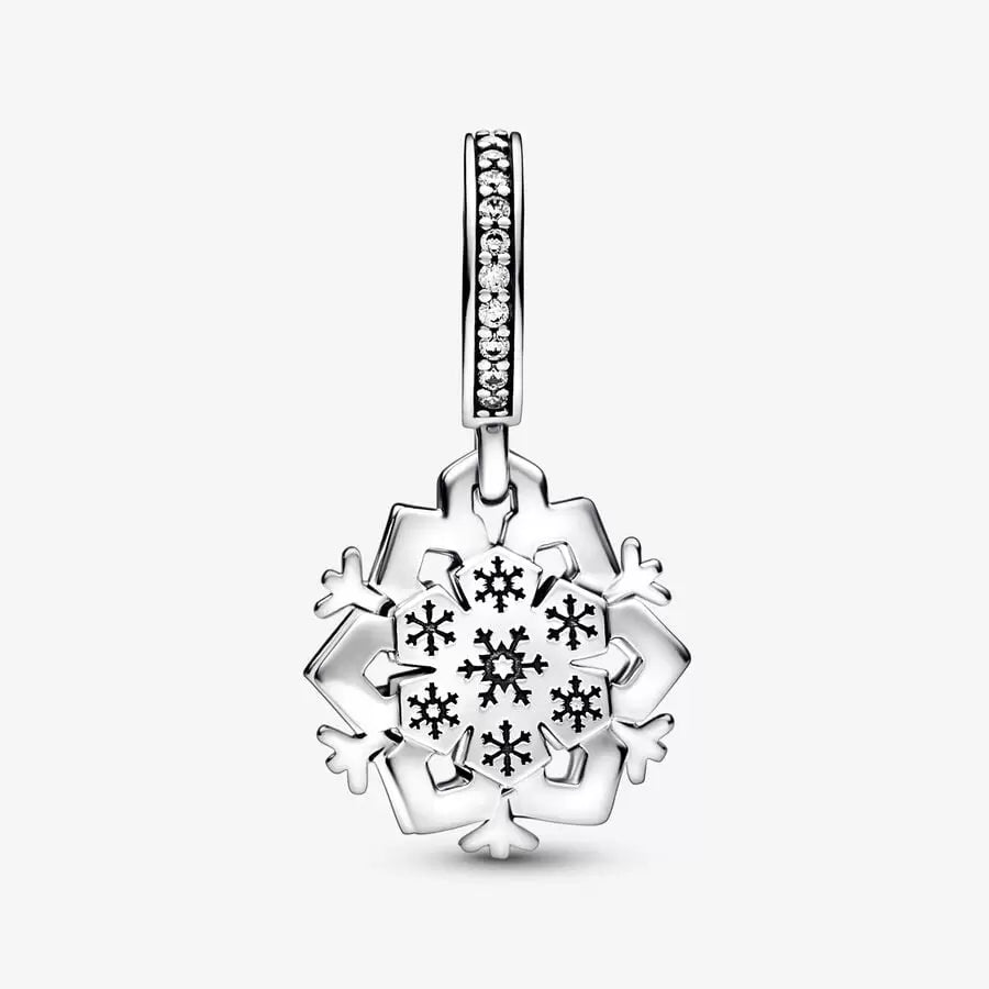 Sparkling Snowflake Double Dangle Pandora Charm