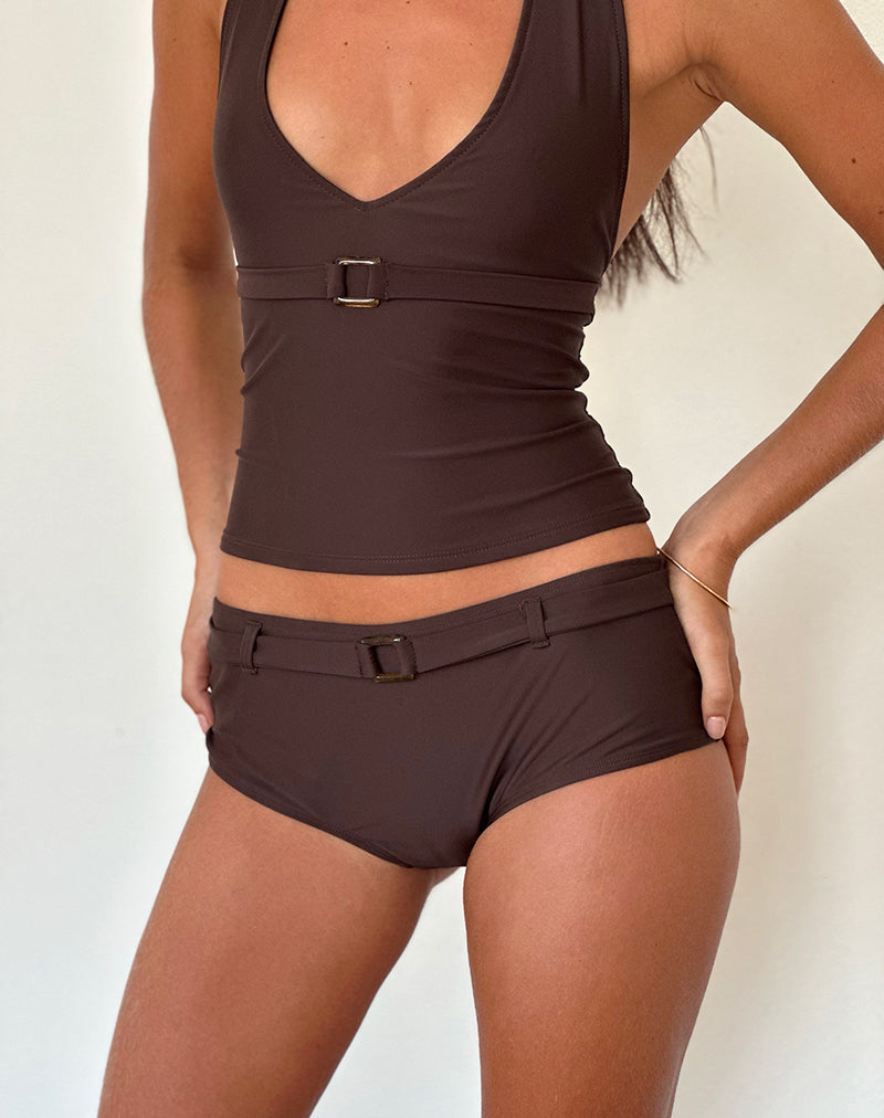 Avi Swim Shorts in Brown with Belt