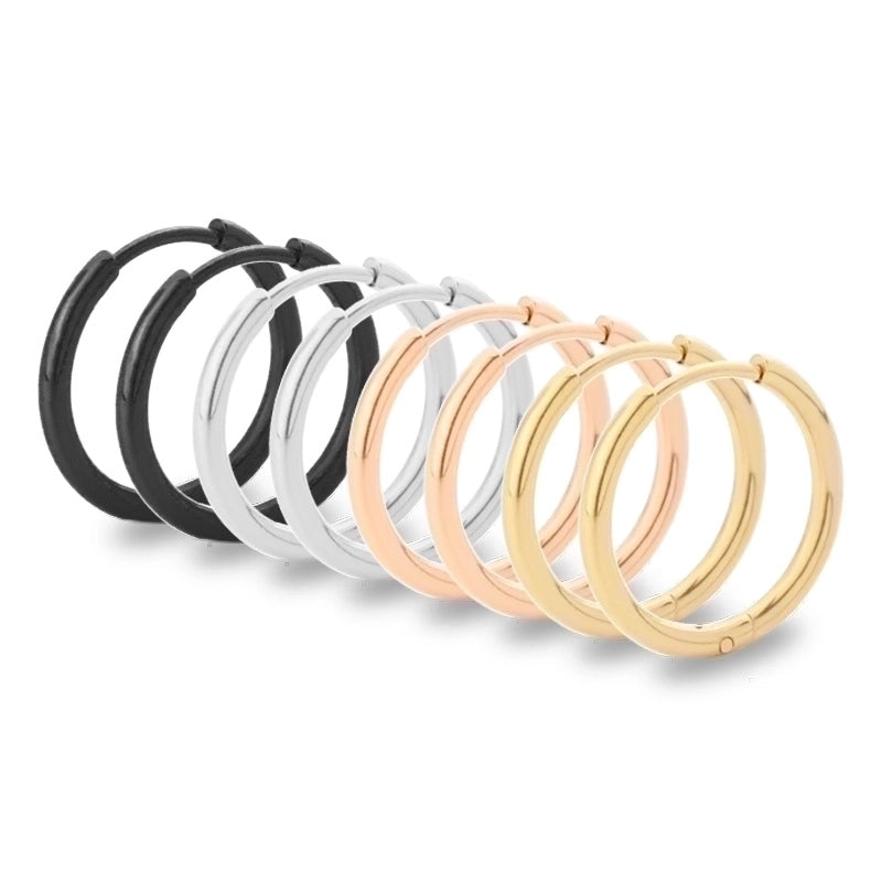 Minimalist Solid Color Stainless Steel Hoop Earrings 1 Pair