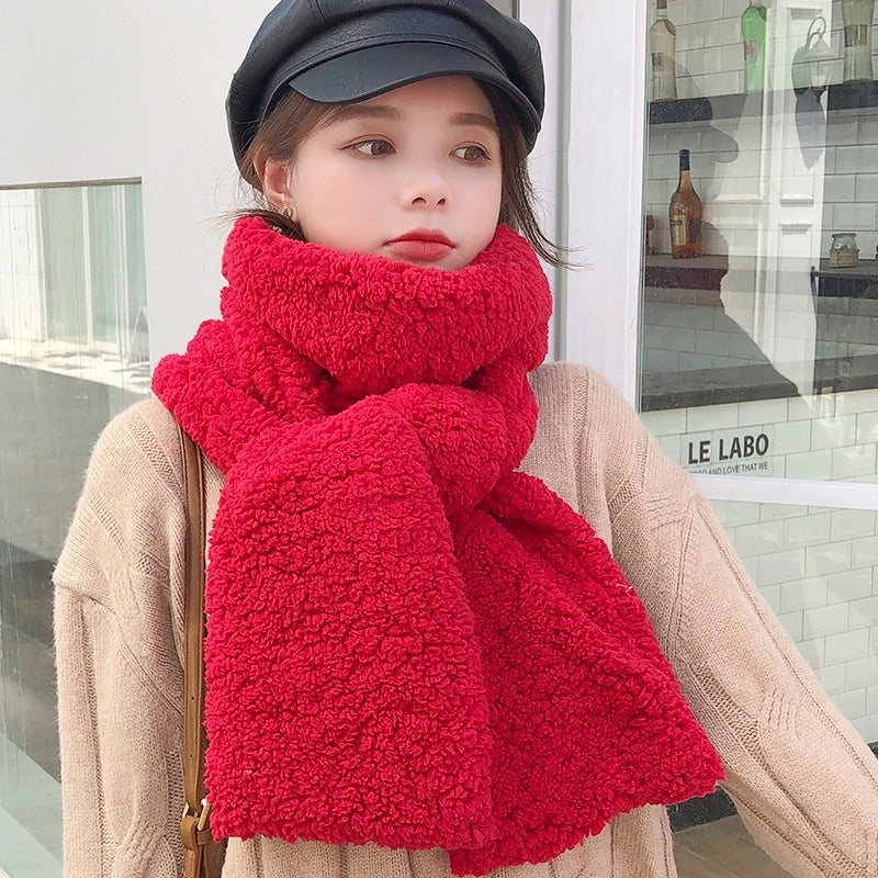 Women's Minimalist Solid Color Fleece Scarf