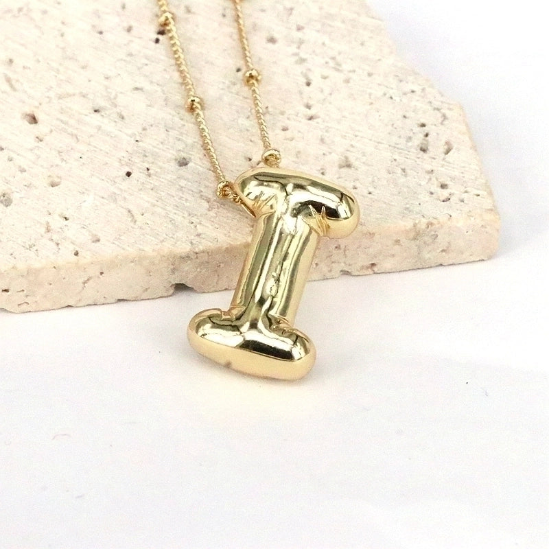 Minimalist Classic Style Letter Copper 18k Gold Plated Pendant Necklace In Bulk
