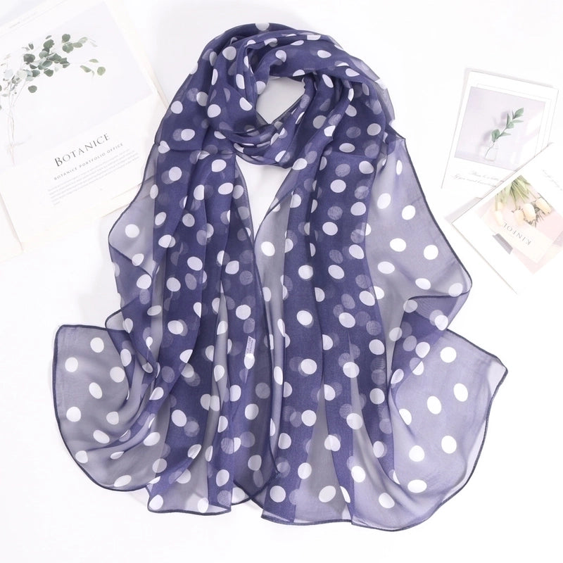 Women's Elegant Basic Minimalist Polka Dots Georgette Printing Silk Scarf