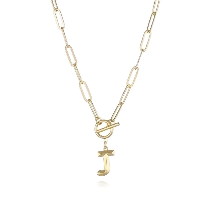Copper 14K Gold Plated Fashion Plating Letter Pendant Necklace