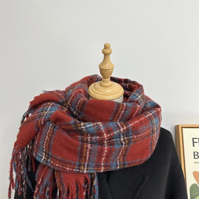 Women's Elegant Plaid Imitation Cashmere Polyester Scarf