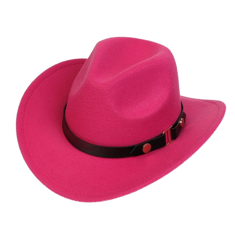 Tibetan Western Denim Top Hat Spring And Autumn New Jazz Hat Big Brim Five-pointed Star Belt Accessories Felt Hat For Men And Women